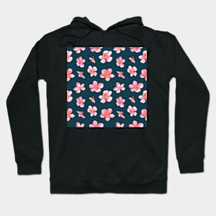 Cherry Blossom watercolor navy background Hoodie